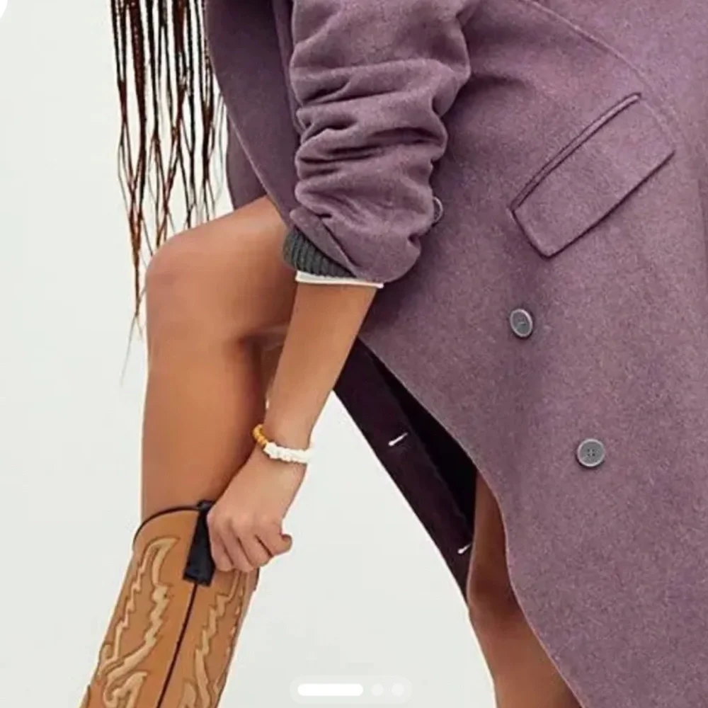 Free People Adore You Wool Blend Maxi Coat in Plum